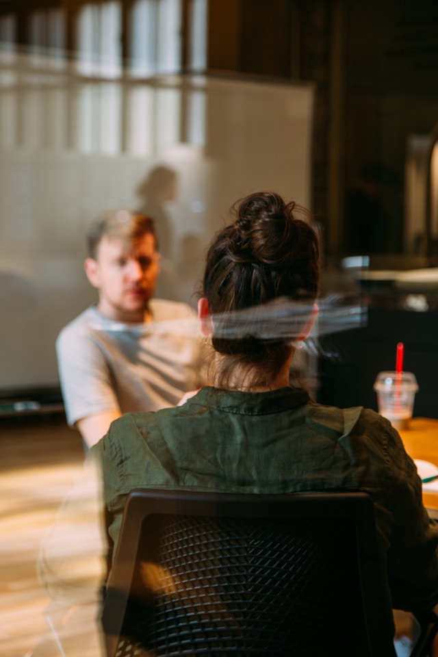 Hiring manager interviewing a candidate for permanent tech recruitment