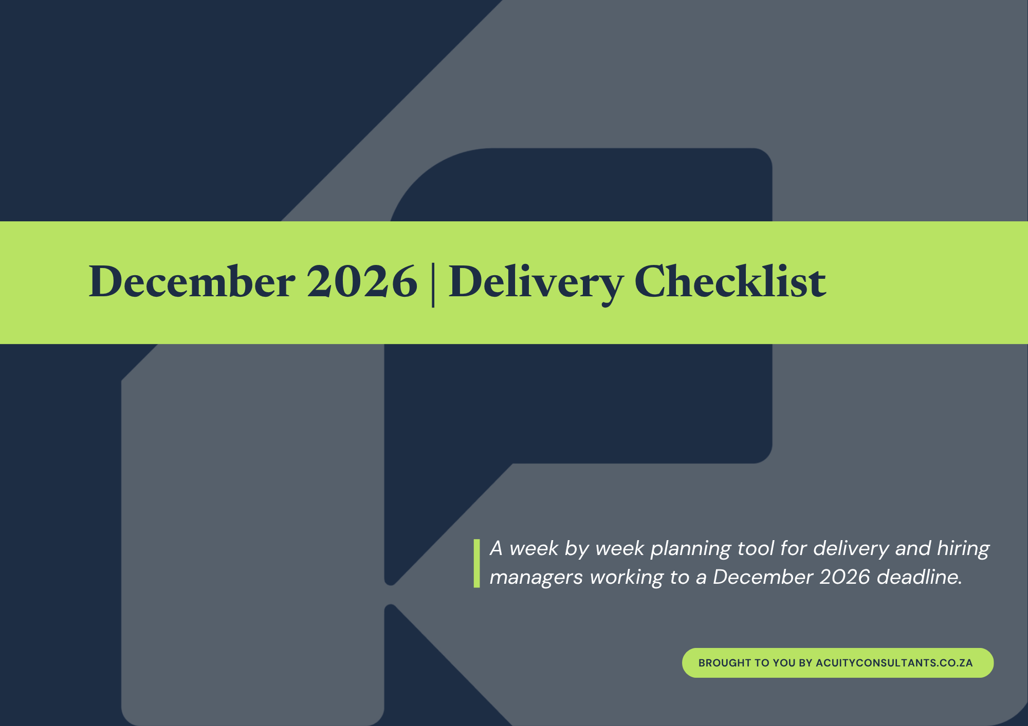Acuity Consultants delivery checklist cover
