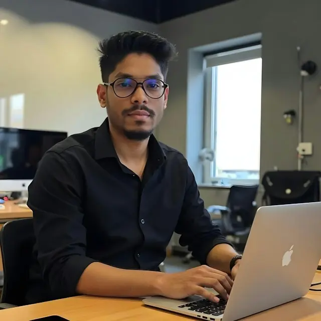 Cybersecurity architect at his desk looking forward