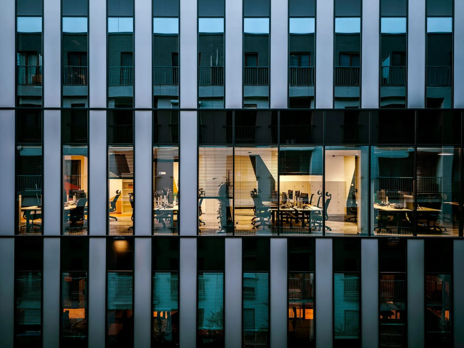 External office building view showing an empty boardroom