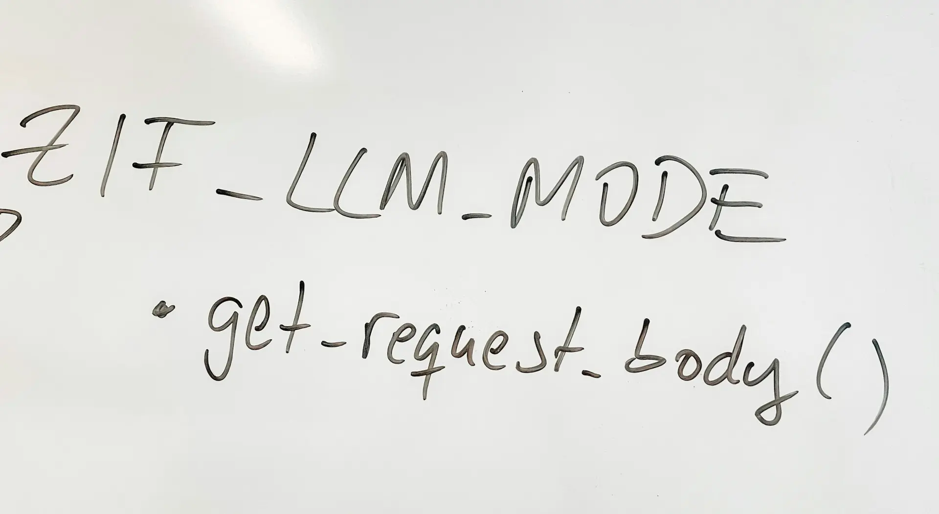LLM code on a white board