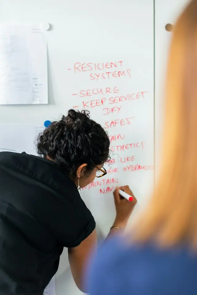 an enterprise and solutions architect working on a white board