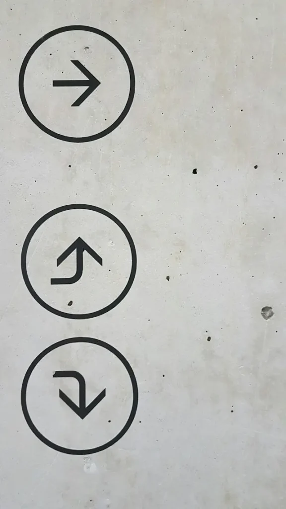 arrows pointing up down and right