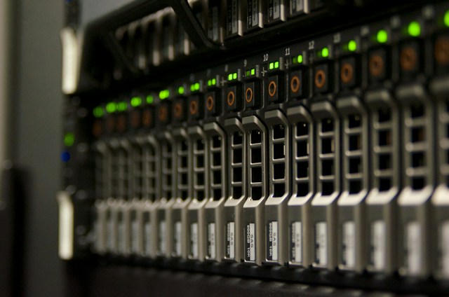 Server blade array with status indicators, the systems that run enterprise finance and operations