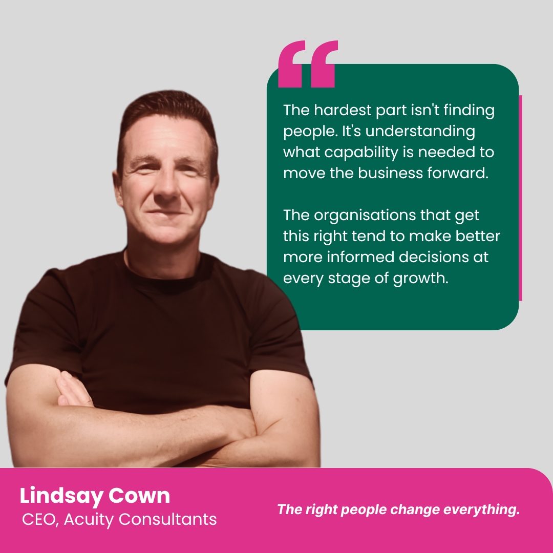 Lindsay Cowan, CEO of Acuity Consultants, sharing her perspective on building AI capability and understanding organisational capability gaps.